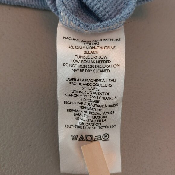 WE THE FREE Thermal Top Blue M Deep V Neck Waffle Knit Relaxed Fit Boho Chic EUC - Picture 7 of 10